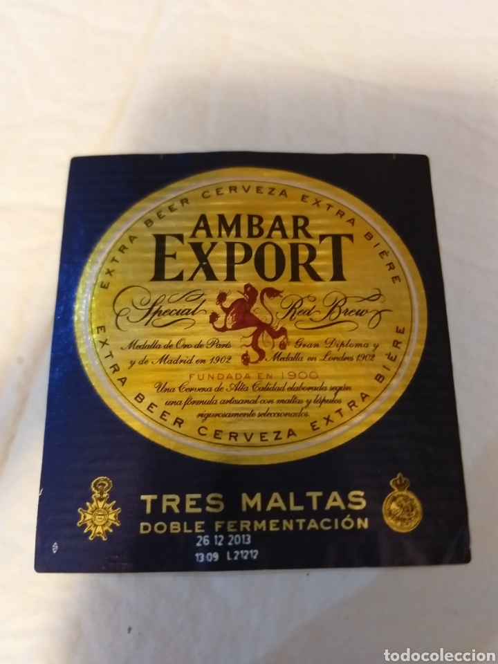 Coleccionismo de cervezas: Etiqueta Ambar Export cerveza espa&ntilde;ola despegada