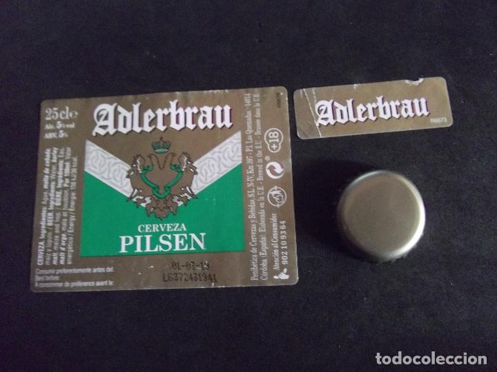 Collectionnisme de bi&egrave;res: CERVEZA-V9B-8-ETIQUETAS Y CHAPA-ADLERBRAU