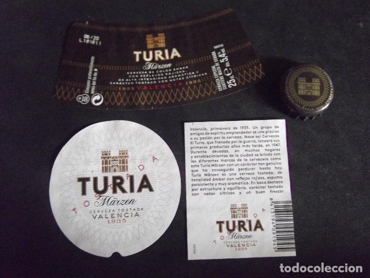 Collectionnisme de bi&egrave;res: CERVEZA-V9B-8-ETIQUETAS Y CHAPA-TURIA-MARZEN