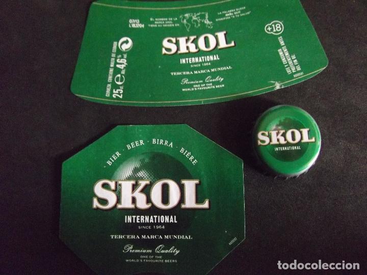 Collectionnisme de bi&egrave;res: CERVEZA-V9B-8-ETIQUETAS Y CHAPA-SKOL