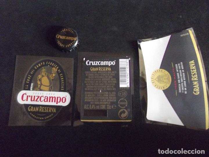 Coleccionismo de cervezas: CERVEZA-V9B-8-ETIQUETAS Y CHAPA-CRUZCAMPO-GRAN RESERVA