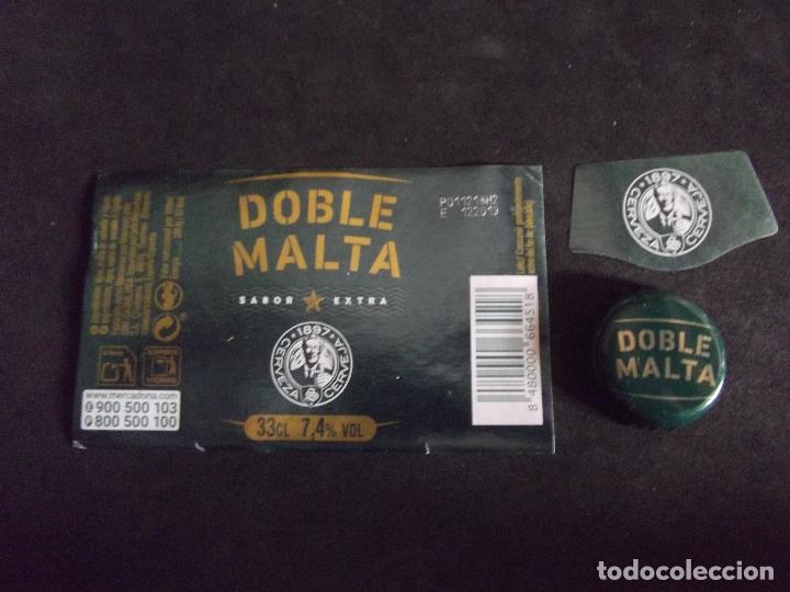 Collectionnisme de bi&egrave;res: CERVEZA-V9B-8-ETIQUETAS Y CHAPA-1897-DOBLE MALTA