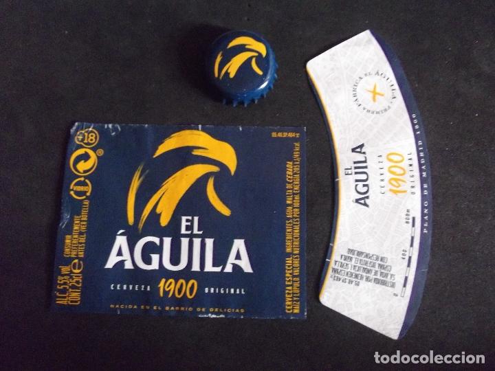 Collectionnisme de bi&egrave;res: CERVEZA-V9B-8-ETIQUETAS Y CHAPA-EL AGUILA
