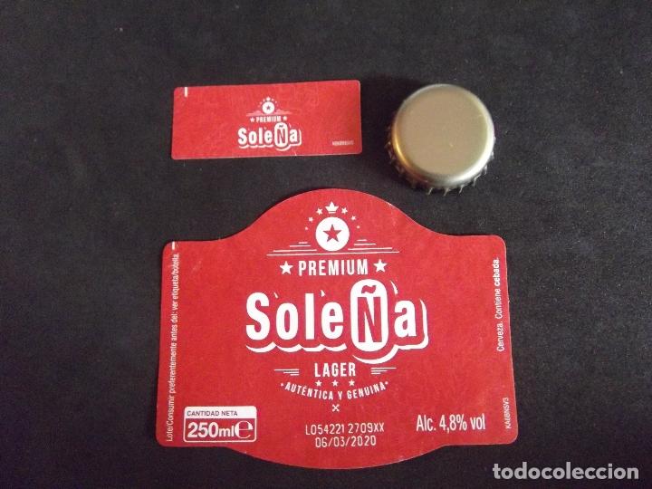 Collectionnisme de bi&egrave;res: CERVEZA-V9B-8-ETIQUETAS Y CHAPA-SOLE&Ntilde;A-PREMIUM