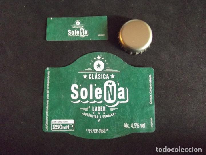 Collectionnisme de bi&egrave;res: CERVEZA-V9B-8-ETIQUETAS Y CHAPA-SOLE&Ntilde;A-CLASICA