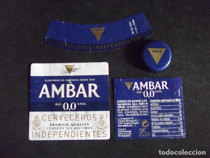 Coleccionismo de cervezas: CERVEZA-V9F-6-ETIQUETAS Y CHAPA-AMBAR-0,0