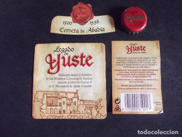 Collectionnisme de bi&egrave;res: CERVEZA-V9F-6-ETIQUETAS Y CHAPA-YUSTE