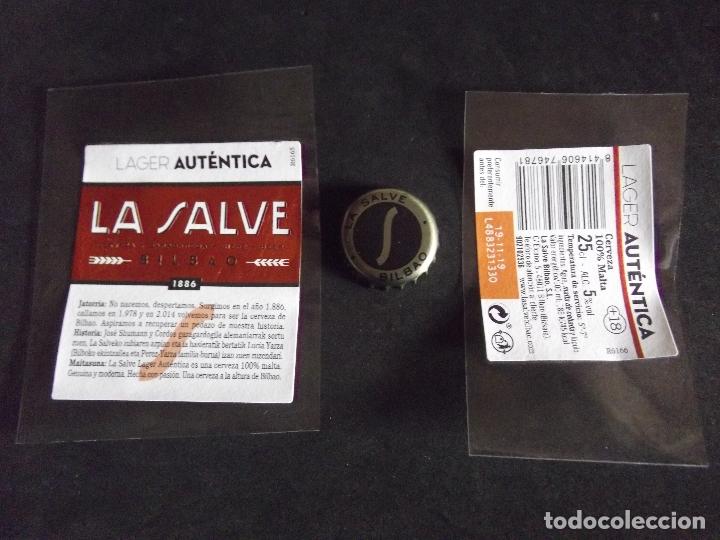 Collectionnisme de bi&egrave;res: CERVEZA-V9F-6-ETIQUETAS Y CHAPA-LA SALVE-BILBAO