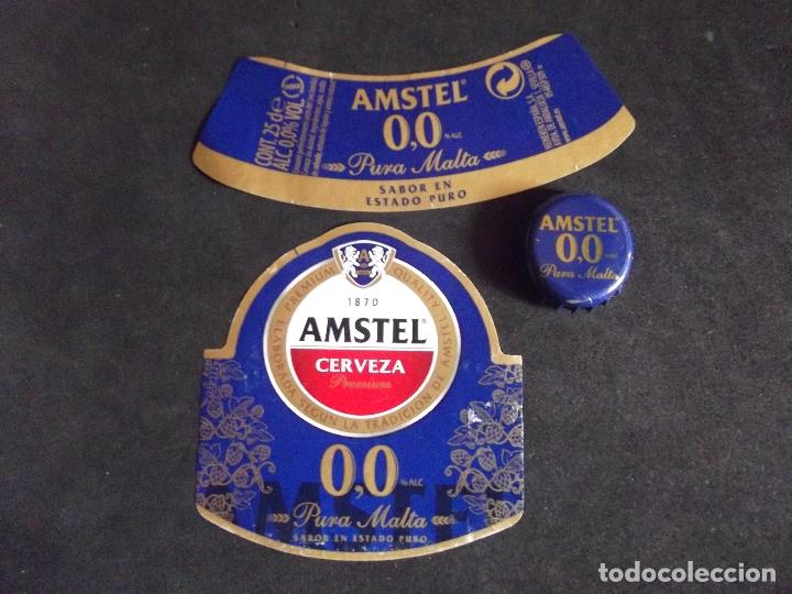 Collectionnisme de bi&egrave;res: CERVEZA-V9F-6-ETIQUETAS Y CHAPA-AMSTEL-0,0