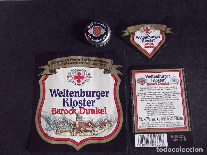 Collectionnisme de bi&egrave;res: CERVEZA-V9F-8-ETIQUETAS Y CHAPA-WELTENBURGER KLOSTER