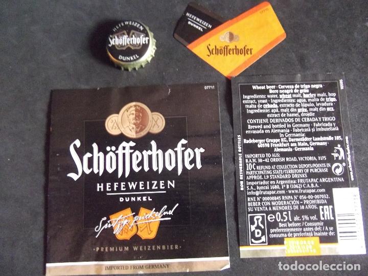 Collectionnisme de bi&egrave;res: CERVEZA-V9F-8-ETIQUETAS Y CHAPA-SCHOFFERHOFER-DUNKEL