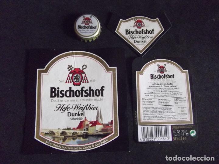 Collectionnisme de bi&egrave;res: CERVEZA-V9F-8-ETIQUETAS Y CHAPA-BISCHOFSHOF-DUNKEL
