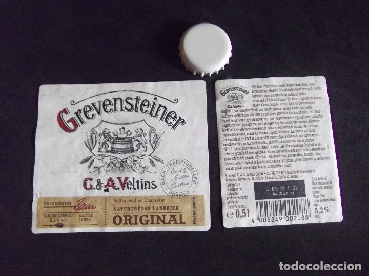 Collectionnisme de bi&egrave;res: CERVEZA-V9F-8-ETIQUETAS Y CHAPA-GREVENSTEINER