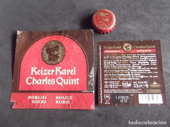 Collectionnisme de bi&egrave;res: CERVEZA-V9F-9-ETIQUETAS Y CHAPA-KEIZER KAREL