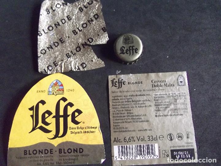 Collectionnisme de bi&egrave;res: CERVEZA-V9F-9-ETIQUETAS Y CHAPA-LEFFE