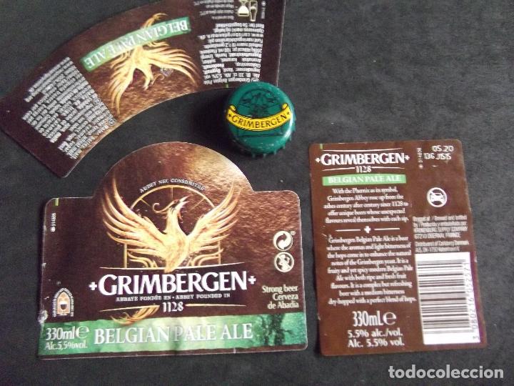 Collectable Beer: CERVEZA-V9F-9-ETIQUETAS Y CHAPA-GRIMBERGEN