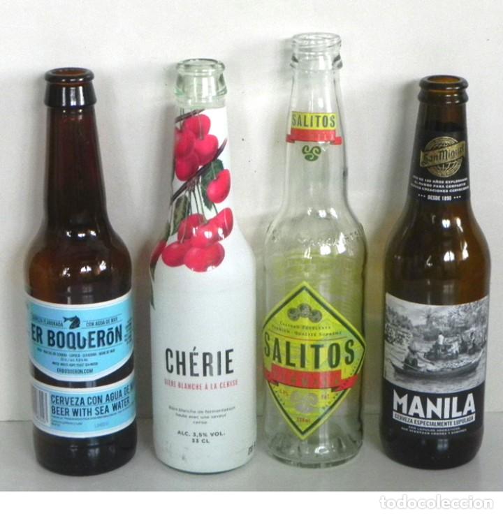 Coleccionismo de cervezas: 7 &euro; CADA BOTELL&Iacute;N CERVEZA ER BOQUER&Oacute;N SALITOS CH&Eacute;RIE MANILA BOTELLA DE CRISTAL - ALGUNA ES DE ESPA&Ntilde;A