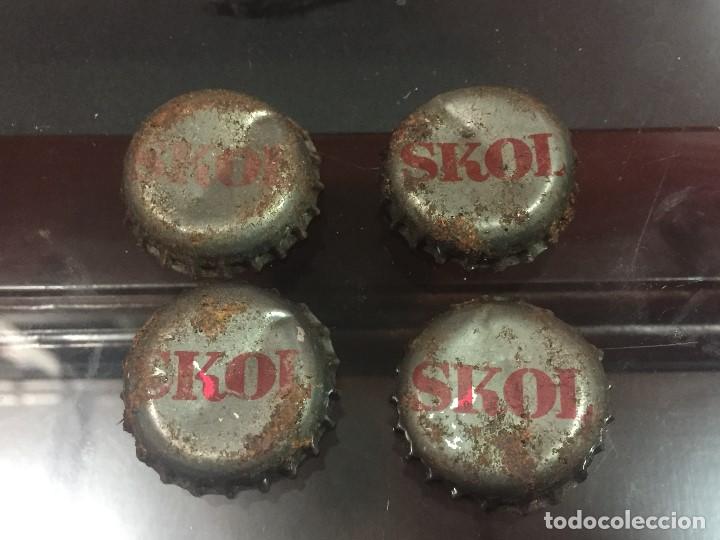 Colecionismo de cervejas: LOTE 5 CHAPAS ANTIGUAS CERVEZAS SKOL A&Ntilde;OS 80
