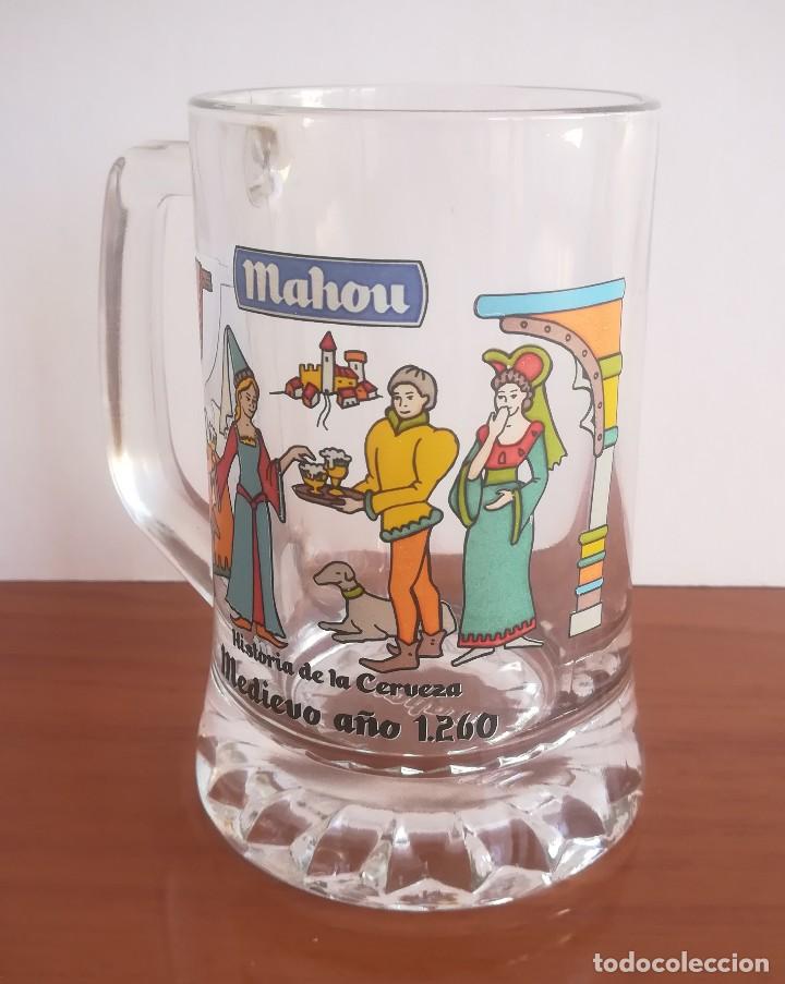 Coleccionismo de cervezas: JARRA CERVEZA MAHOU HISTORIA DE LA CERVEZA MEDIEVO A&Ntilde;O 1260