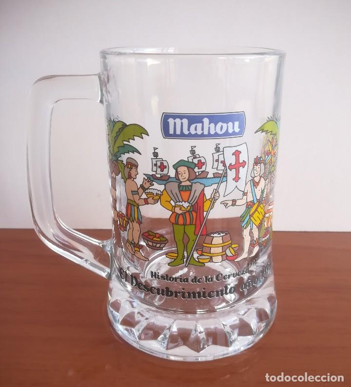 Coleccionismo de cervezas: JARRA CERVEZA MAHOU HISTORIA DE LA CERVEZA EL DESCUBRIMIENTO A&Ntilde;O 1492