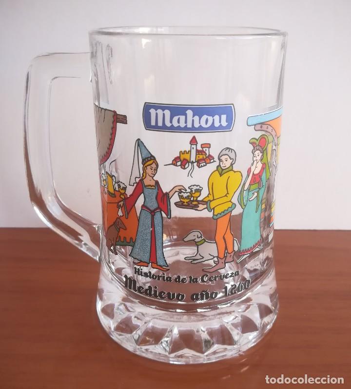 Coleccionismo de cervezas: JARRA CERVEZA MAHOU HISTORIA DE LA CERVEZA MEDIEVO A&Ntilde;O 1260