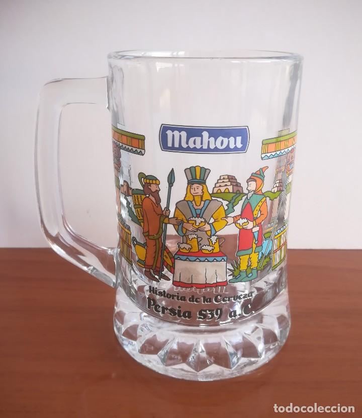 Coleccionismo de cervezas: JARRA CERVEZA MAHOU HISTORIA DE LA CERVEZA PERSIA A&Ntilde;O 539 A.C.