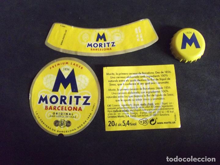 Collectionnisme de bi&egrave;res: CERVEZA-V9B-8-ETIQUETAS Y CHAPA-MORITZ-BARCELONA
