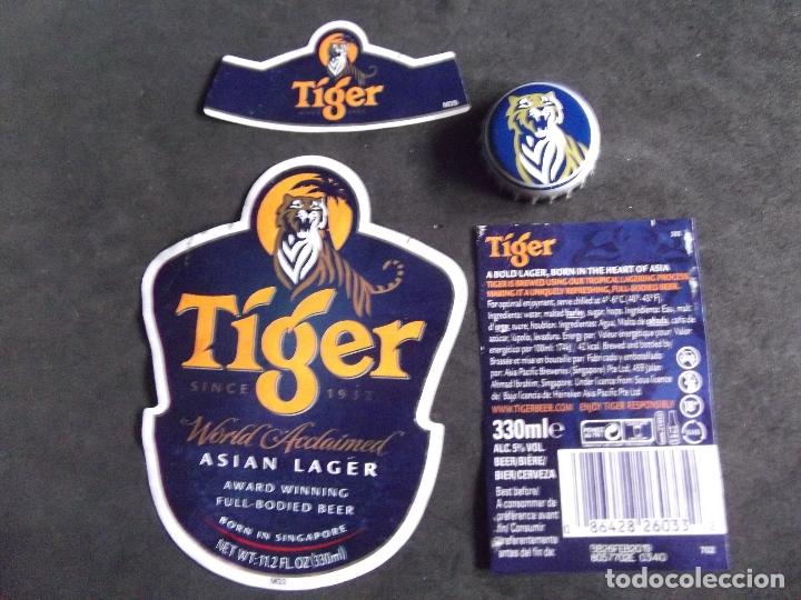 Collectionnisme de bi&egrave;res: CERVEZA-V9F-9-ETIQUETAS Y CHAPA-TIGER