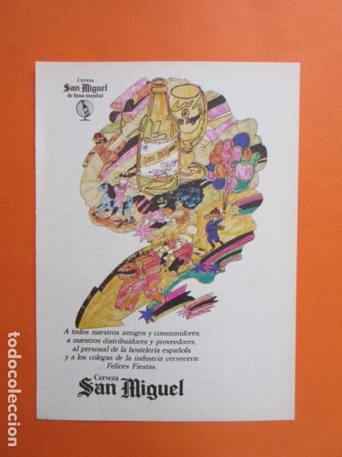 Coleccionismo de cervezas: PUBLICIDAD 1973 - CERVEZA SAN MIGUEL - TAMA&Ntilde;O 13 X 18.5 CM