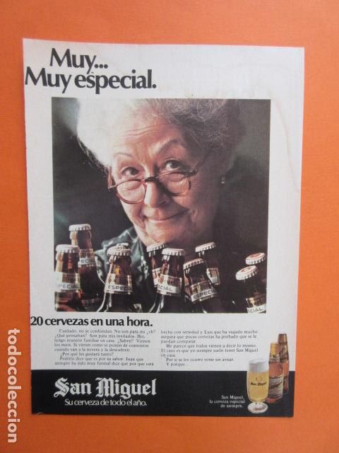Coleccionismo de cervezas: PUBLICIDAD 1976 - CERVEZA SAN MIGUEL - TAMA&Ntilde;O 13 X 18.5 CM