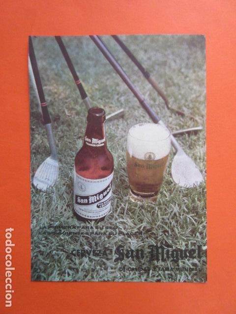 Coleccionismo de cervezas: PUBLICIDAD 1962 - CERVEZA SAN MIGUEL - TAMA&Ntilde;O 13 X 18.5 CM