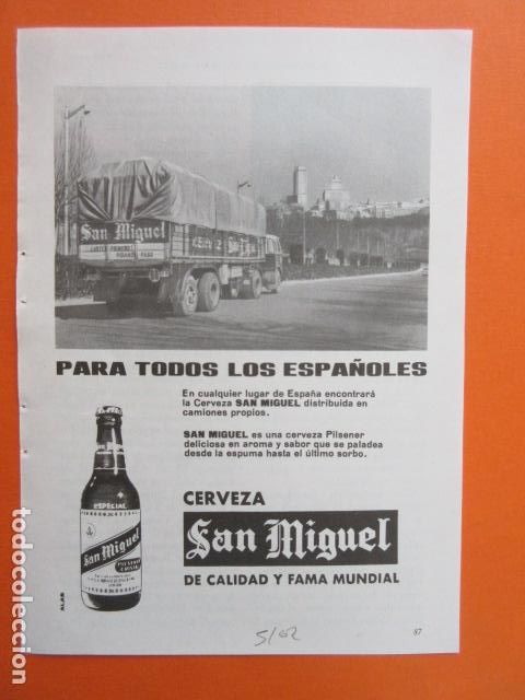 Coleccionismo de cervezas: PUBLICIDAD 1962 - CERVEZA SAN MIGUEL EDIFICIO ESPA&Ntilde;A MADRID - TAMA&Ntilde;O 13 X 18.5 CM