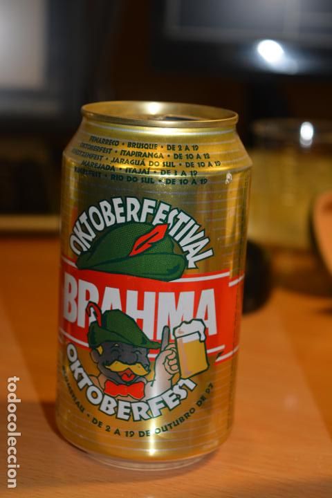 Coleccionismo de cervezas: LATA DE CERVEZA BRASILE&Ntilde;A BRAHMA CONMEMORATIVA