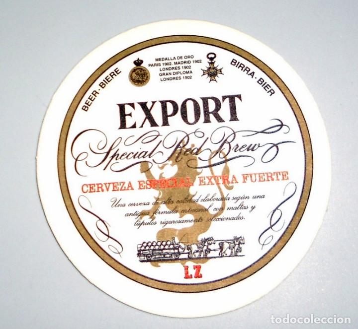 Coleccionismo de cervezas: POSAVASOS CERVEZA EXPORT - LA ZARAGOZANA - &Aacute;MBAR - ANTIGUO - REDONDO