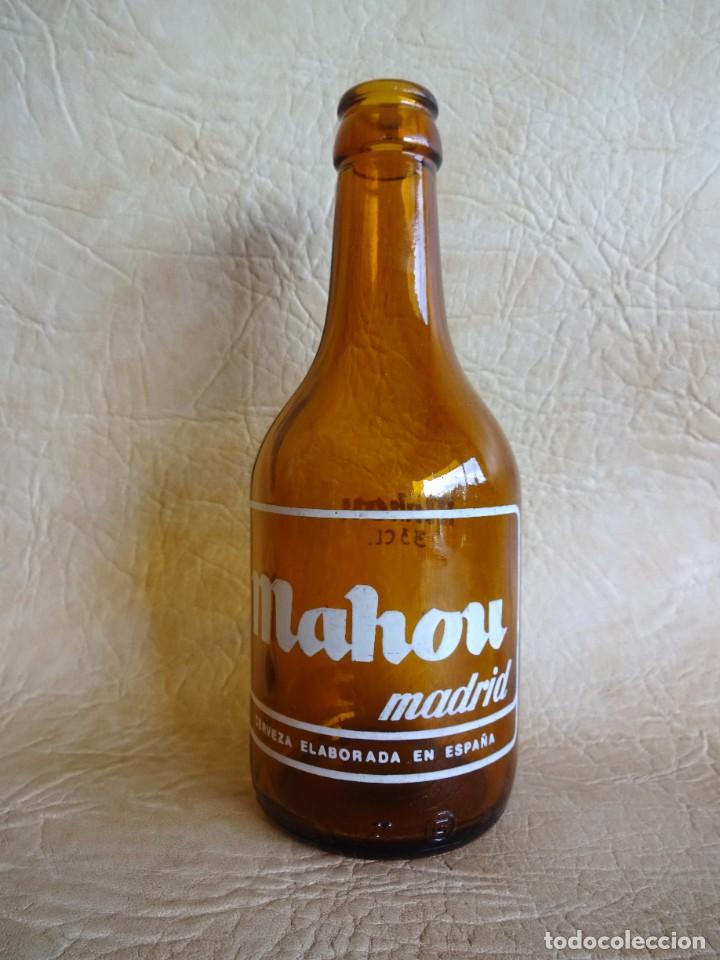 Coleccionismo de cervezas: antigua botella cerveza mahou madrid serigrafiada 33 cl