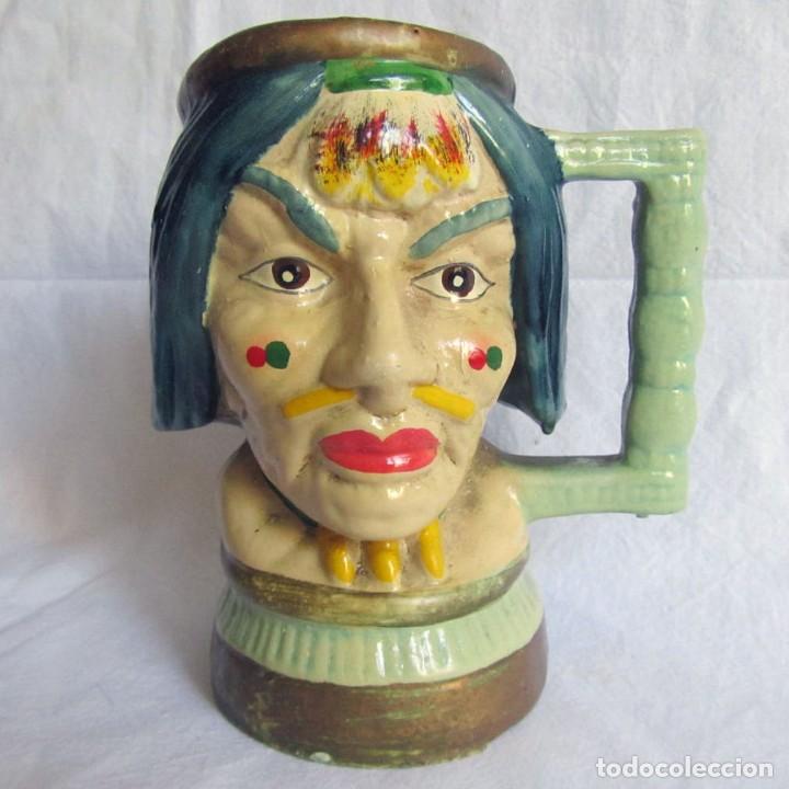 Sammeln von Brauereiartikeln: Jarra de cerveza de porcelana, cabeza de indio