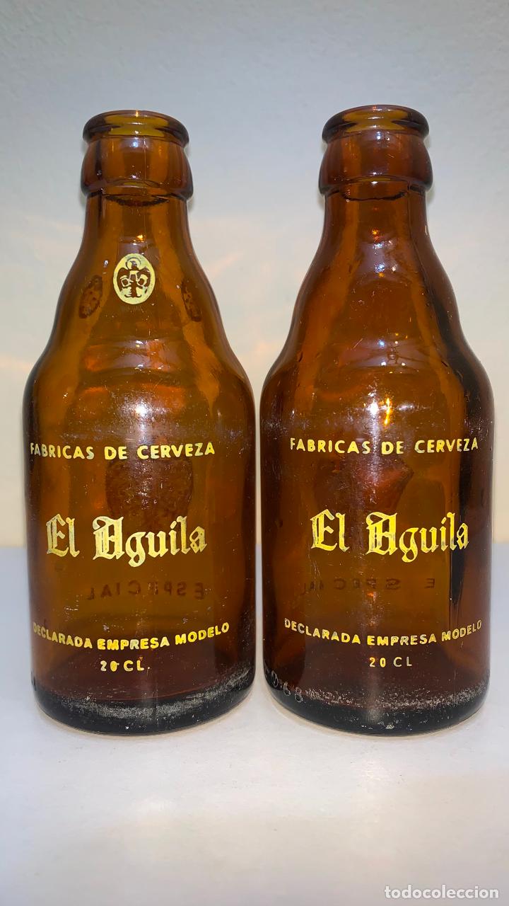 Coleccionismo de cervezas: BOTELLAS ANTIGUAS DE CERVEZA &Aacute;GUILA, MODELO 20 cl, MODELO CON Y SIN COLLARIN, RARAS