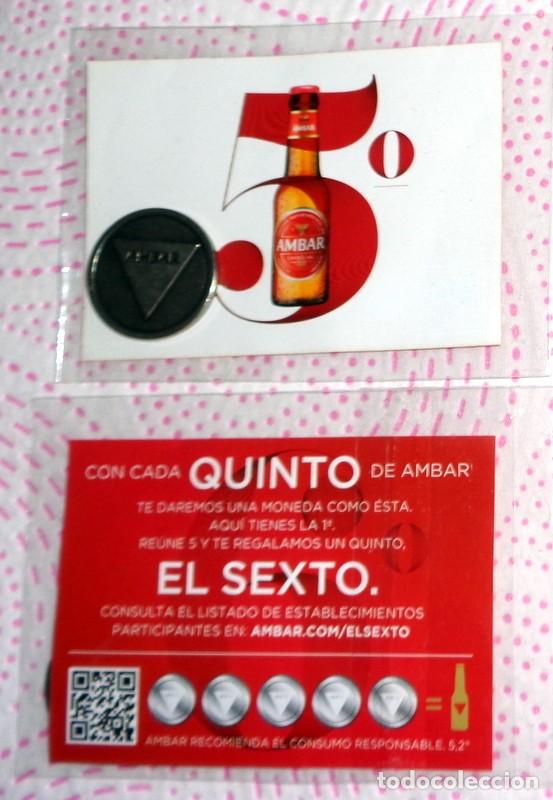 Coleccionismo de cervezas: MONEDA CERVEZA &Aacute;MBAR CERVEZAS LA ZARAGOZANA PROMOCI&Oacute;N En su bolsita ORIGINAL!!! FLYER