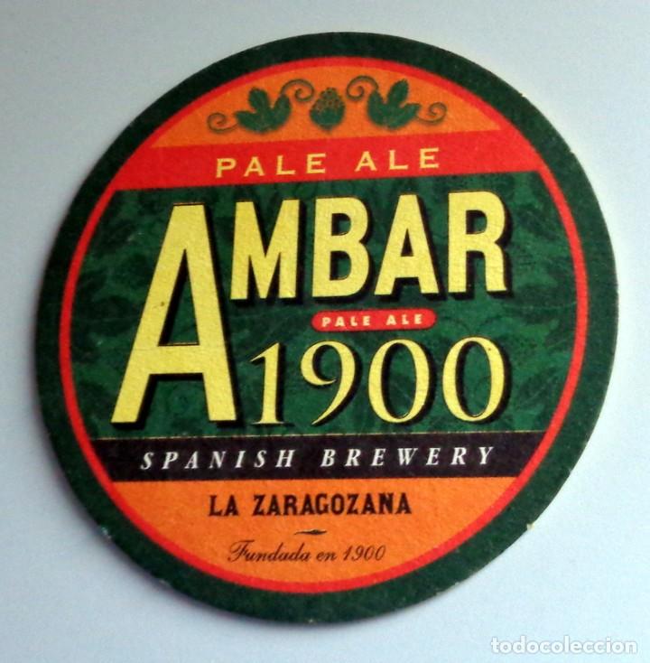Coleccionismo de cervezas: POSAVASOS - CERVEZA &Aacute;MBAR 1900 - LA ZARAGOZANA