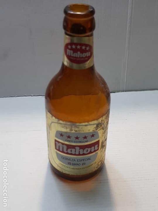 Coleccionismo de cervezas: Botella cerveza Mahou cinco estrellas etiqueta papel 33cl - Foto 1 - 227058350