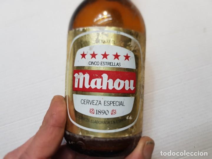 Coleccionismo de cervezas: Botella cerveza Mahou cinco estrellas etiqueta papel 33cl - Foto 5 - 227058350