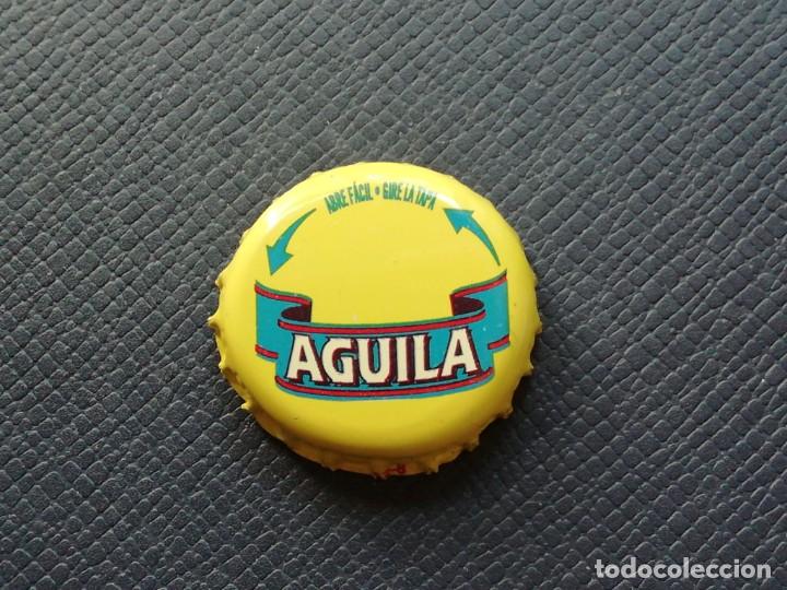 Colecionismo de cervejas: Chapa tap&oacute;n corona de la cerveza de Colombia &Aacute;GUILA. Ver descripci&oacute;n.