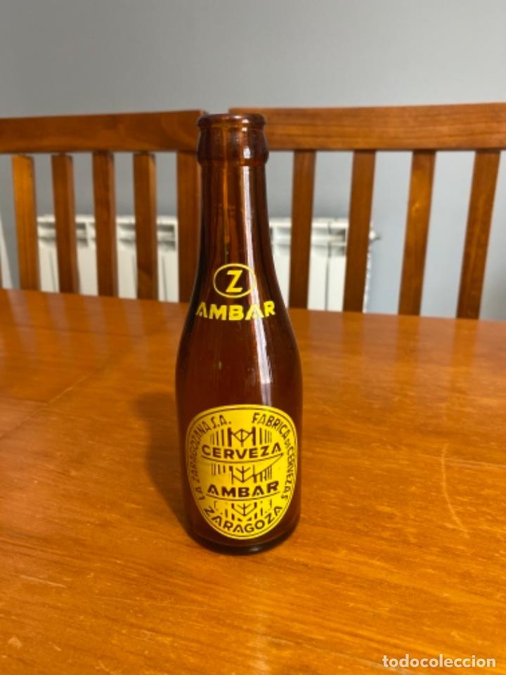 Coleccionismo de cervezas: botella de cerveza AMBAR La Zaragozana