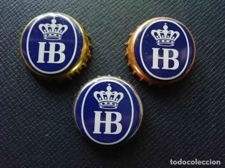 Collezionismo di birre: Lote de 3 chapas tapones corona DIFERENTES de la cerveza alemana HOFBRAU