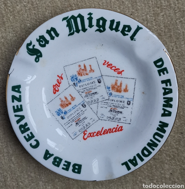 Collectable Beer: Antiguo Cenicero Plato Cer&aacute;mico San Miguel - Beba Cerveza - Fama Mundial - Rouvre