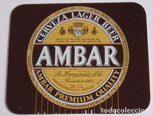 Coleccionismo de cervezas: ETIQUETA CERVEZA AMBAR, LAGER BEER 30CL