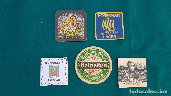 Coleccionismo de cervezas: LOTE 5 POSAVASOS NORSEMAN - GRIMBERGEN - SANDELS - HEINEKEN - ARANZAZU HOTELES