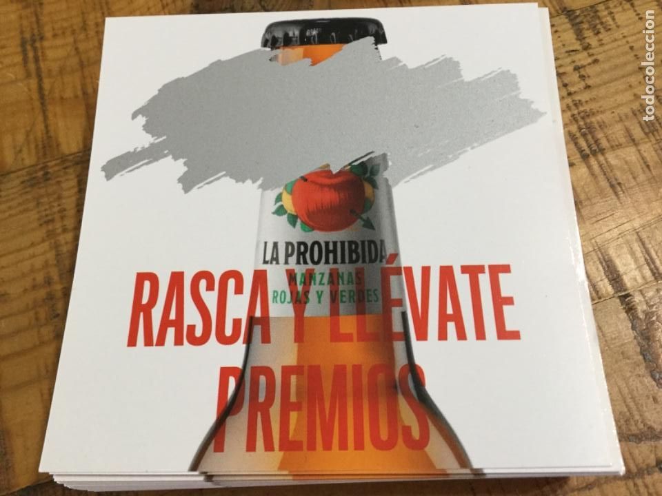 Coleccionismo de cervezas: LA PROHIBIDA SIDRA - 60 RASCA Y LL&Eacute;VATE PREMIOS (SIN VALOR ALGUNO) - GRUPO MAHOU SAN MIGUEL