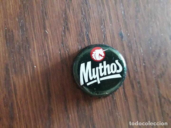 Coleccionismo de cervezas: chapa tap&oacute;n corona de cerveza Griega, Mythos.