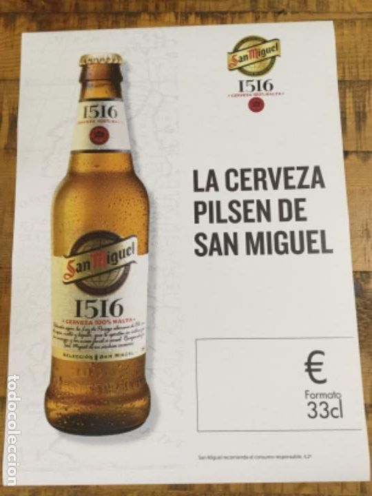 Coleccionismo de cervezas: SAN MIGUEL 1516 - C&Aacute;RTEL P&Oacute;STER DE PAPEL - CERVEZA DE LLEIDA